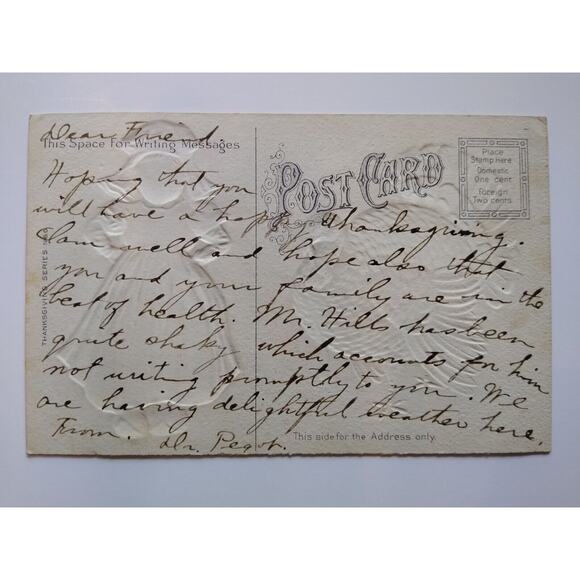 Thanksgiving Postcard Dutch Girl Wooden Shoes Turkey Joys Series 6 Embossed - Picture 3 of 3